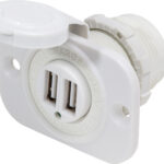 Blue Sea Systems 12 V DC 2 USB lādētājs 5 V 2,1 A SCKT balts