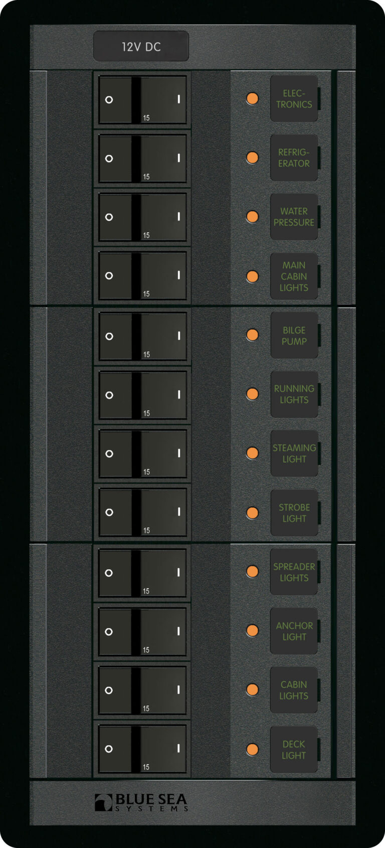 Blue Sea Systems PANEL 360 12VDC 12POS FR V
