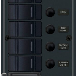 „Blue Sea Systems“ skydelis H2O CB USB 12/24VDC 5POS VERTIKALUS BL