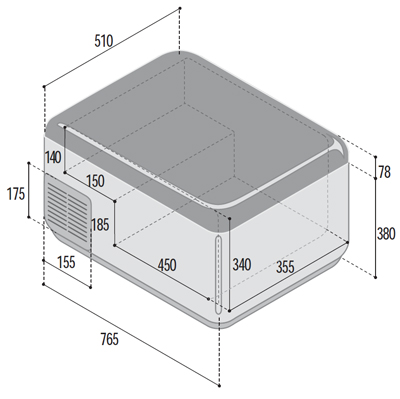 C65D, Portable refrigerator and freezer with digital thermostat, 65L, 12/24Vdc - Image 3
