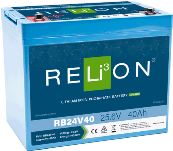 „Relion“ 25,6 V 40 Ah LiFePO4 akumuliatorius