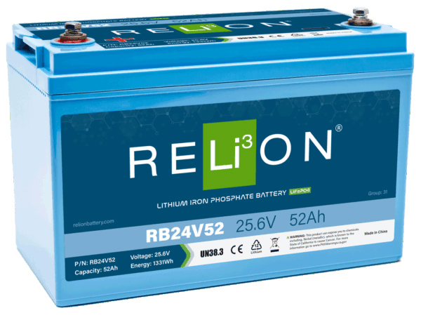 „Relion“ 25,6 V 52 Ah LiFePO4 akumuliatorius