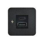 TILE - USB-A / USB-C Interiors Charging Socket 12/24V - Black Bezel